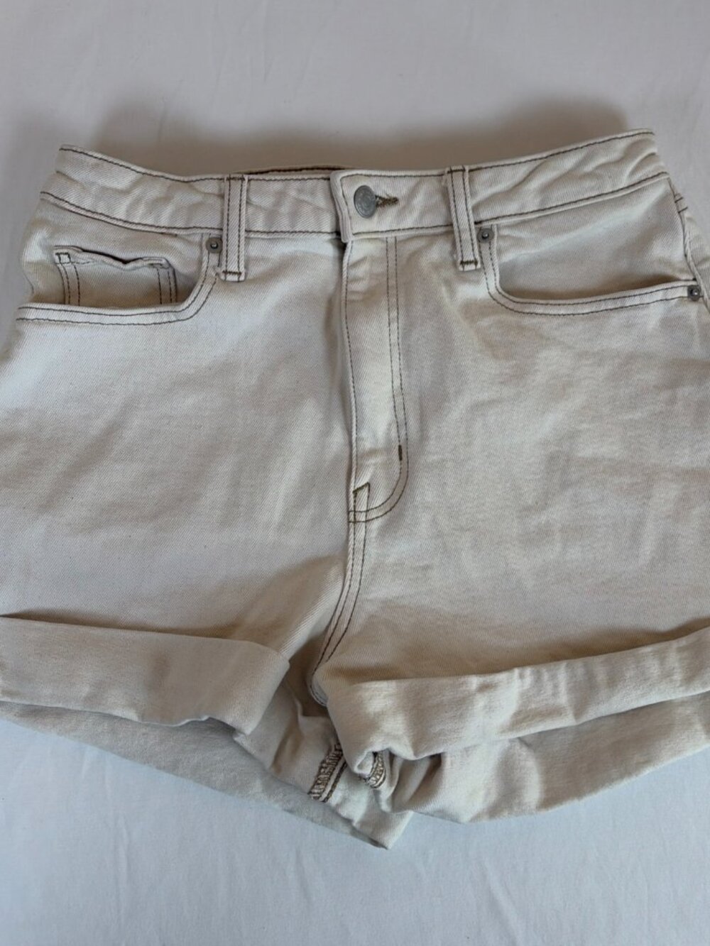Wild Fable Super High Rise Rolled Cuff Shorts Women's 8 Cream